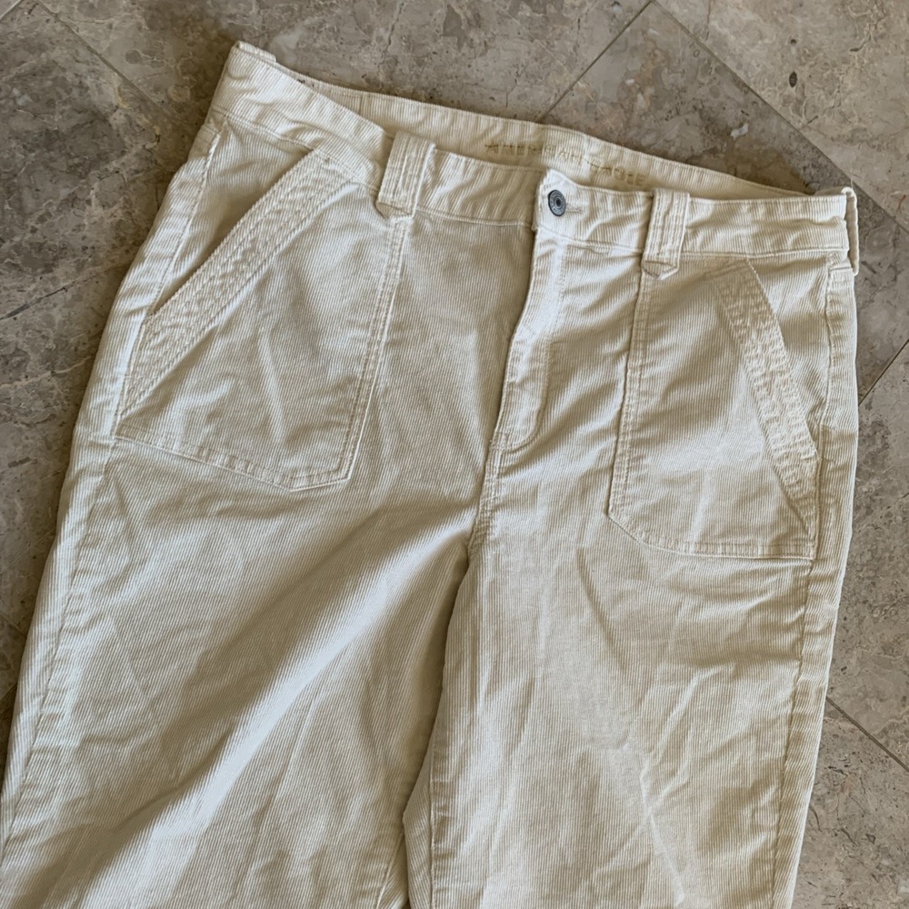 American Eagle Festival Flare Corduroy Pants Size 16 Womens Beige Stretch